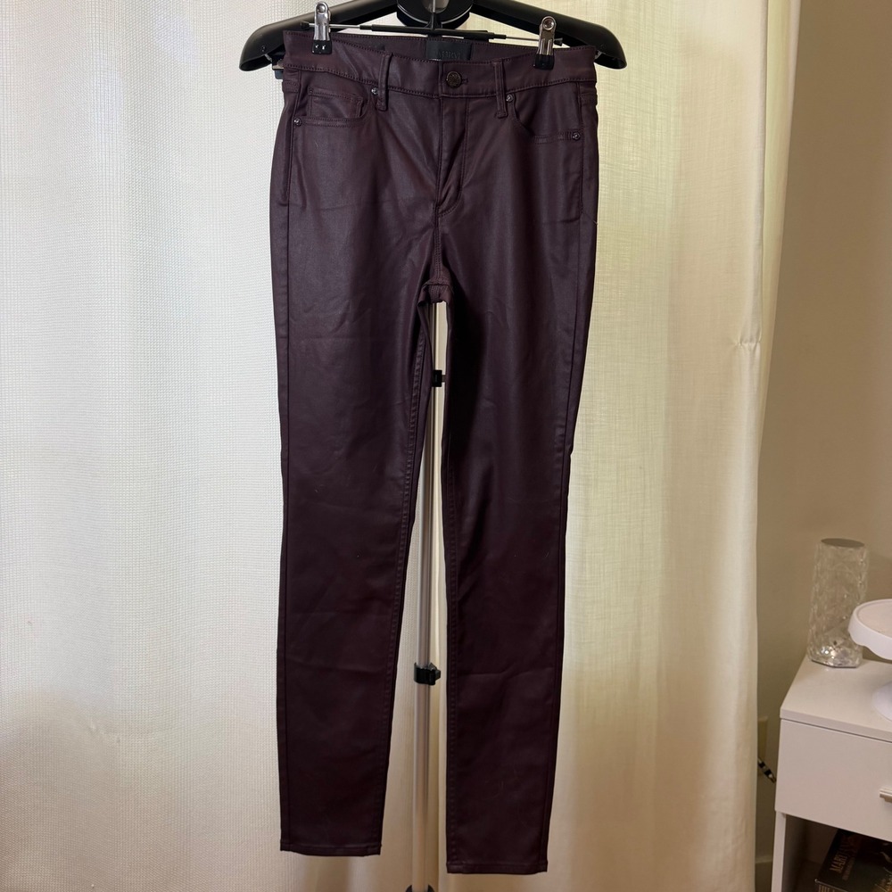 White House Black Market Burgundy Coated High-Rise Skinny Pants Womens 4